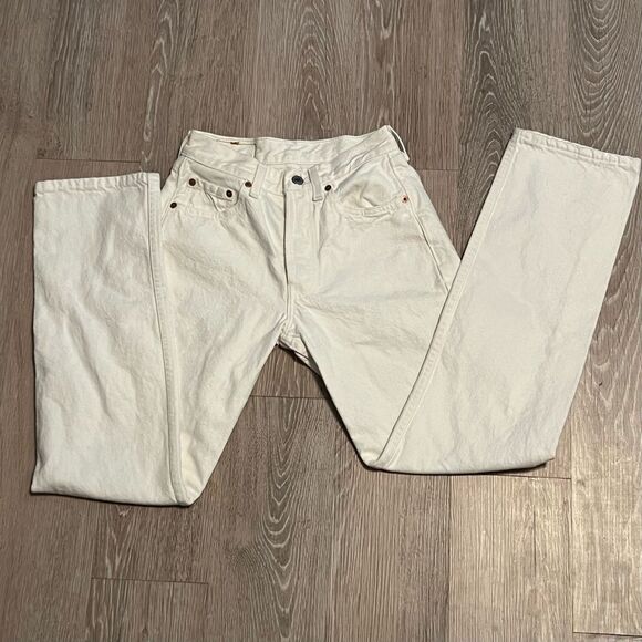 Vintage 90s Levi’s 501 XX USA Jean White Straight Leg Rigid Denim 27 24 x 29 2 - Picture 4 of 12